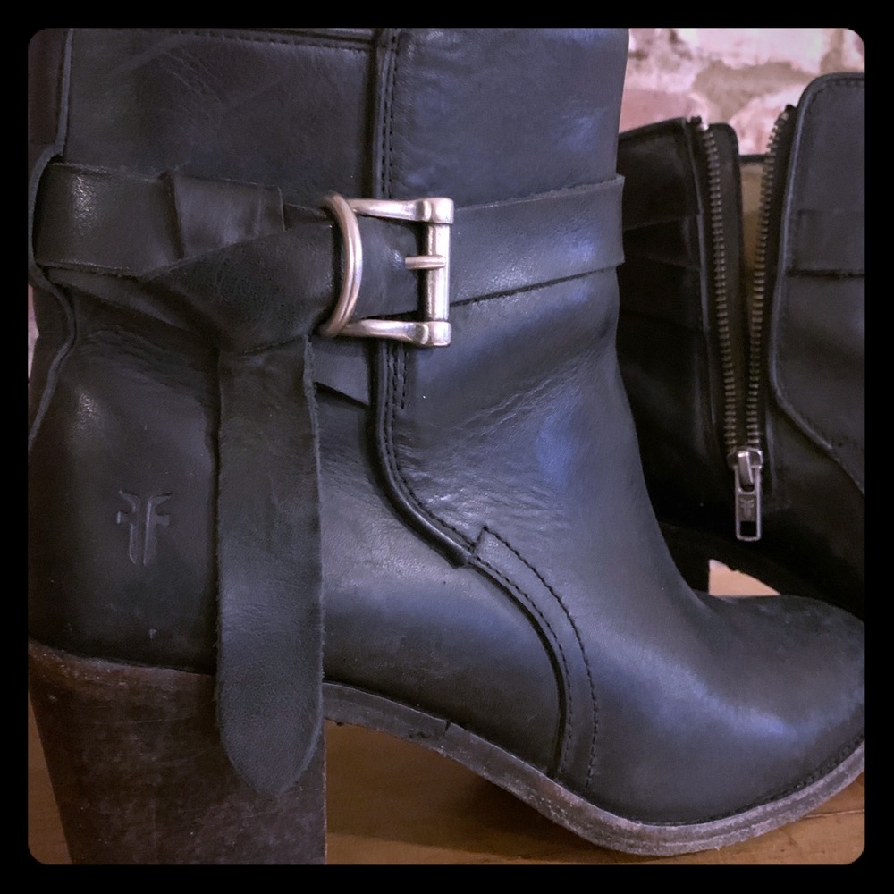 Frye classic black ankle boots.